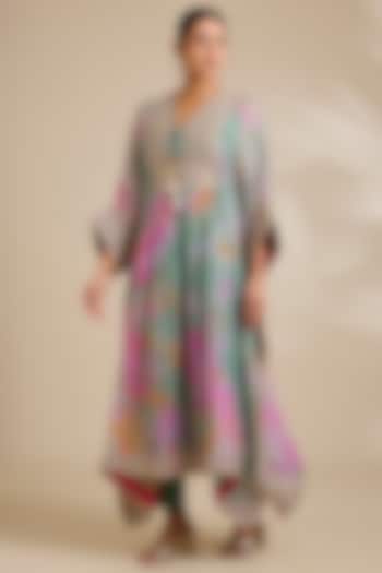 Multi-Colored Organza Tie-Dyed Kaftan Set by Kisneel by Pam at Pernia's Pop Up Shop
