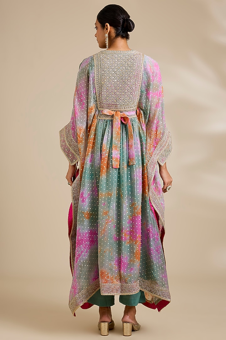 Multi-Colored Organza Tie-Dyed Kaftan Set by Kisneel by Pam at Pernia's Pop Up Shop