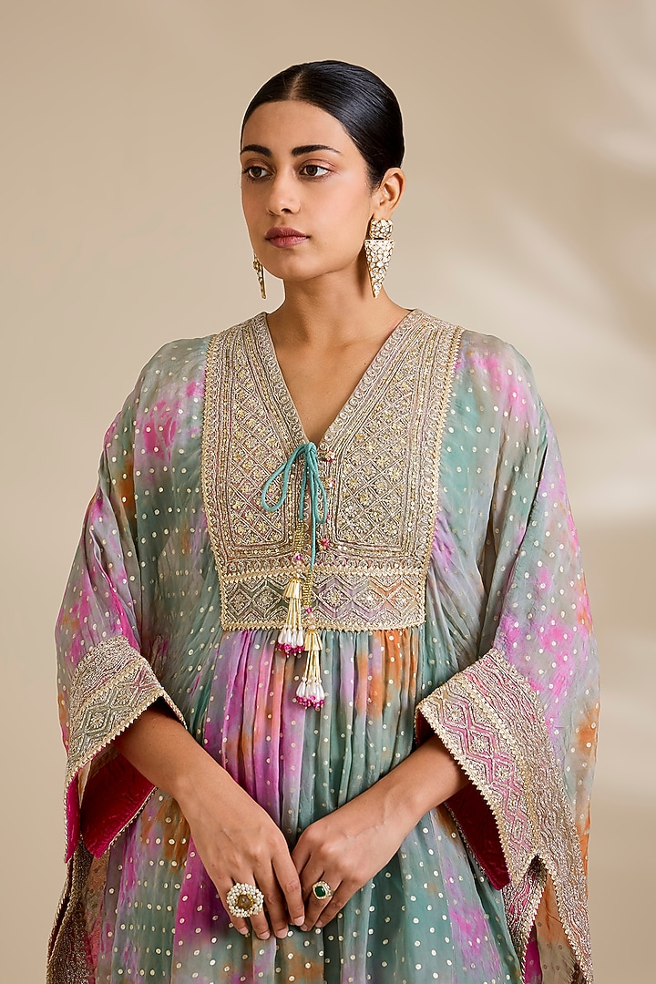 Multi-Colored Organza Tie-Dyed Kaftan Set by Kisneel by Pam at Pernia's Pop Up Shop