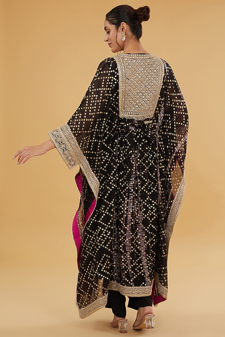Black Organza Foil Kaftan Set by Kisneel by Pam at Pernia's Pop Up Shop