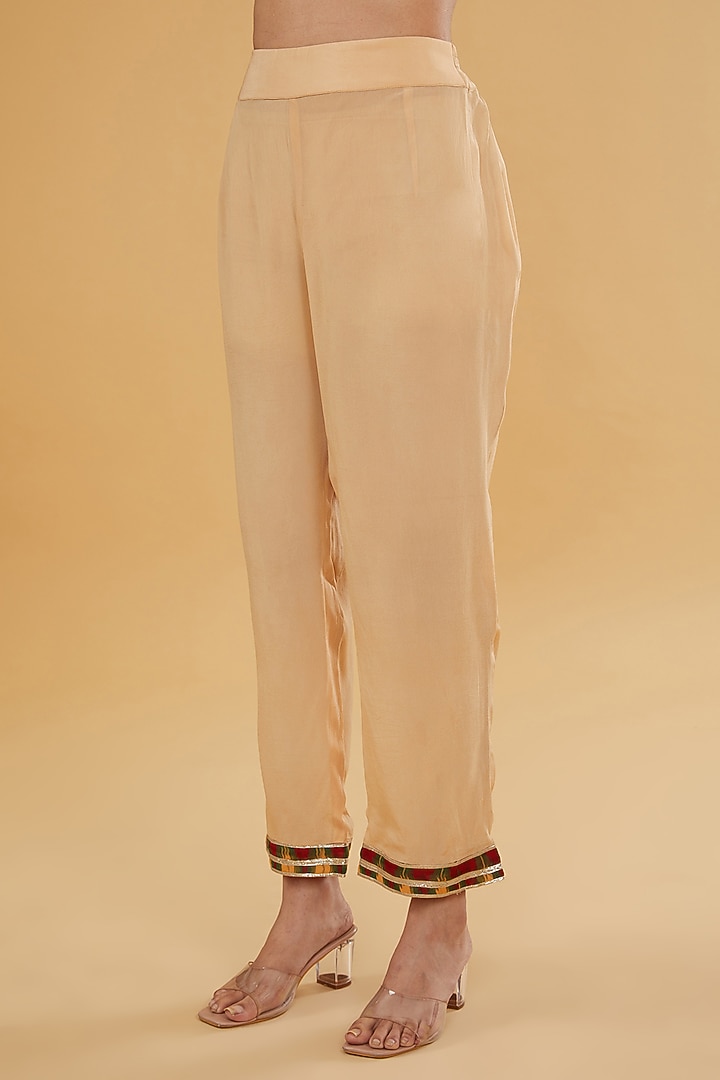 Multi-Colored Organza Ikat Printed & Dori Embroidered Kurta Set by Kisneel by Pam at Pernia's Pop Up Shop