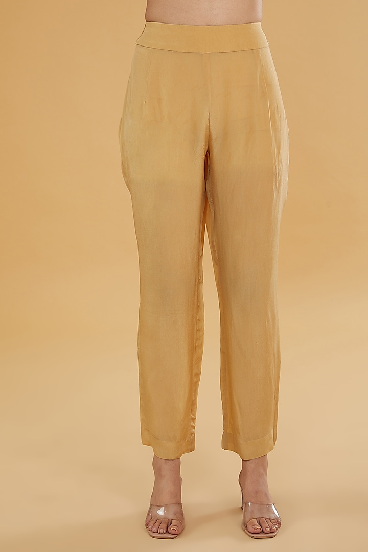 Gold Organza Aari Embroidered Kaftan Set by Kisneel by Pam at Pernia's Pop Up Shop