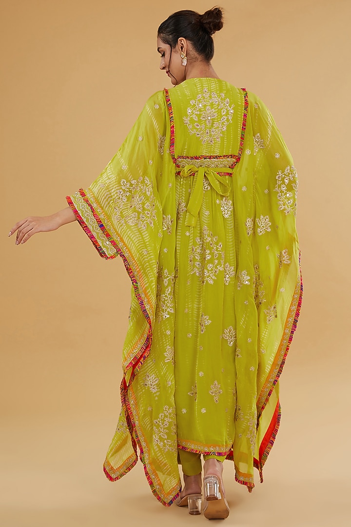 Lime Green Organza Kaftan Set by Kisneel by Pam at Pernia's Pop Up Shop