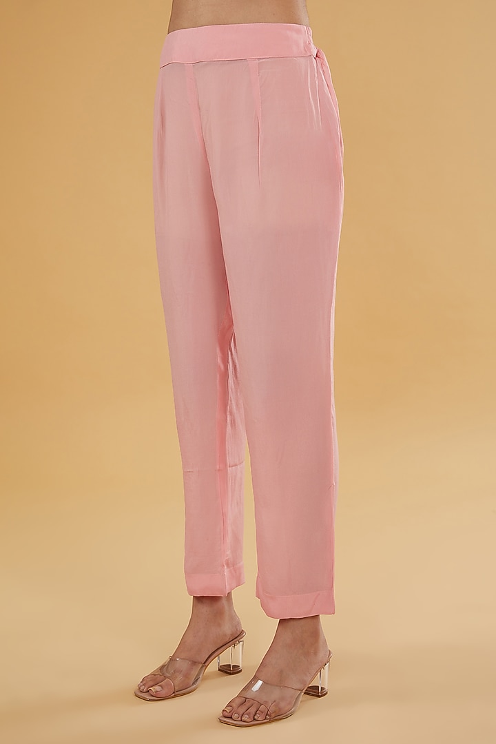 Candy Pink Chiffon Foil Printed Tie & Dye Kurta Set by Kisneel by Pam at Pernia's Pop Up Shop
