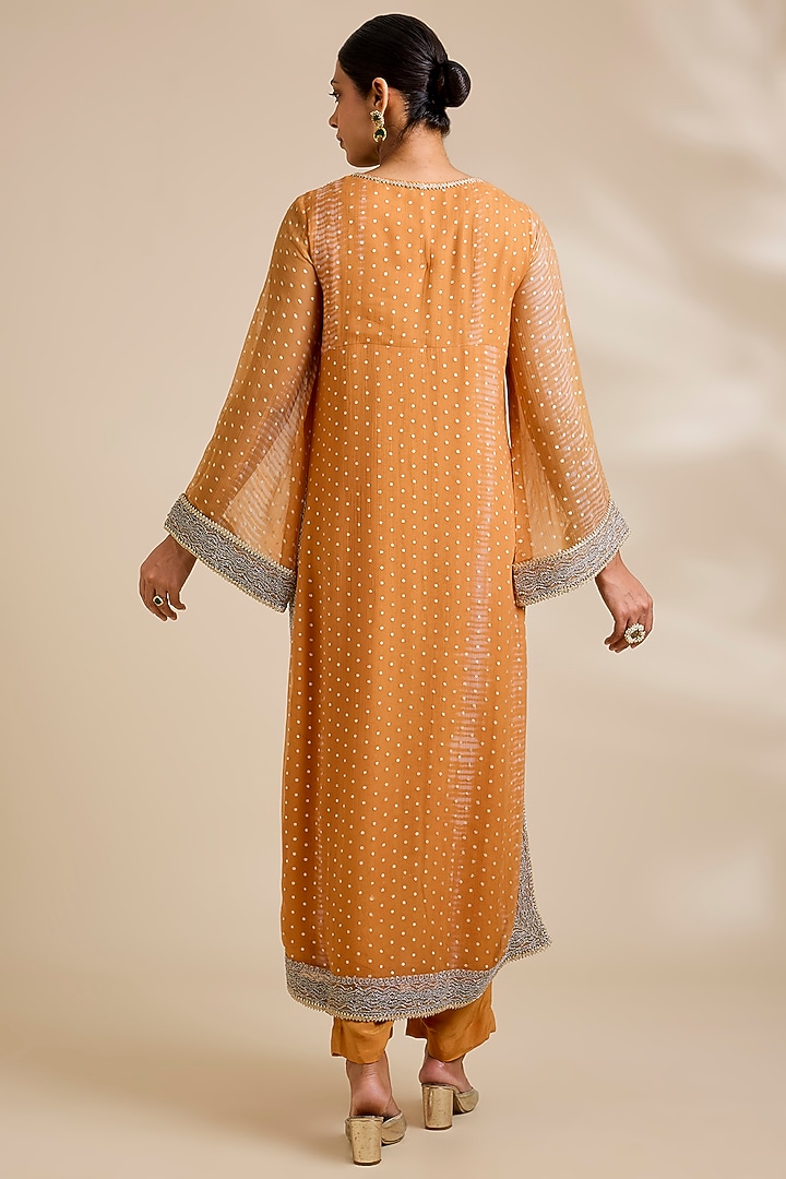 Neon Orange Viscose Organza Kurta Set by Kisneel by Pam at Pernia's Pop Up Shop