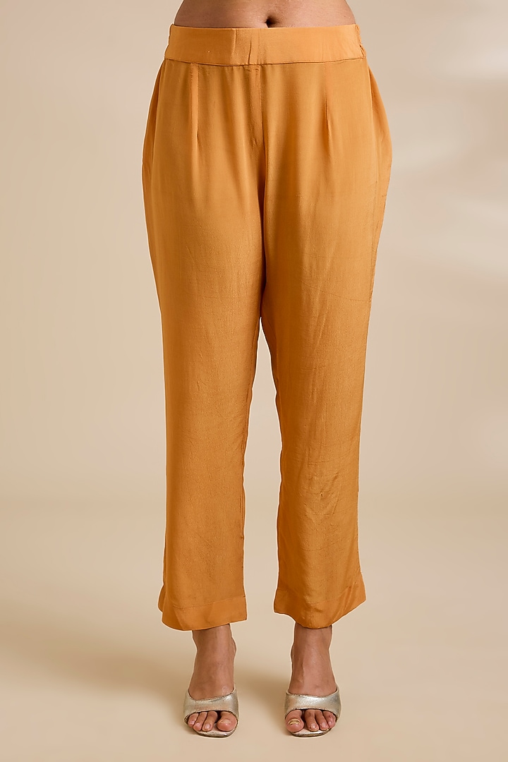 Neon Orange Viscose Organza Kurta Set by Kisneel by Pam at Pernia's Pop Up Shop