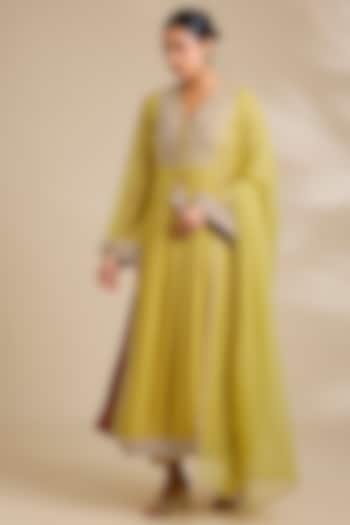 Yellow Chiffon Kurta Set by Kisneel by Pam at Pernia's Pop Up Shop