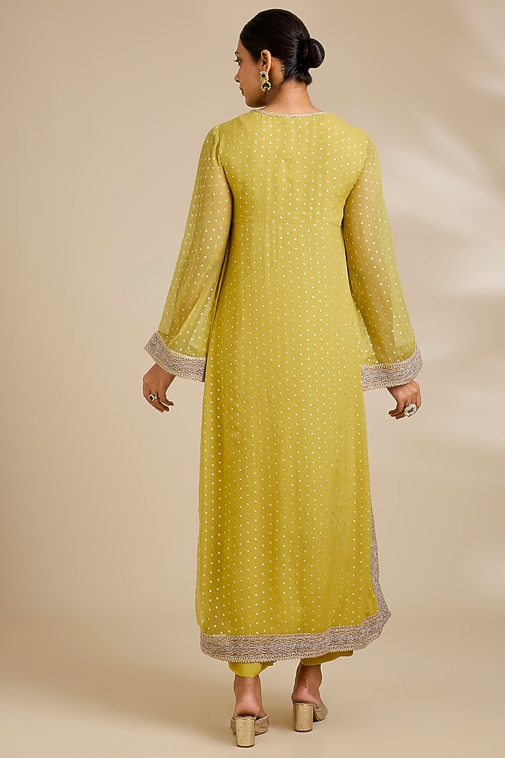 Yellow Chiffon Kurta Set by Kisneel by Pam at Pernia's Pop Up Shop