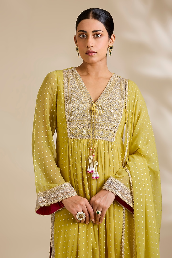 Yellow Chiffon Kurta Set by Kisneel by Pam at Pernia's Pop Up Shop