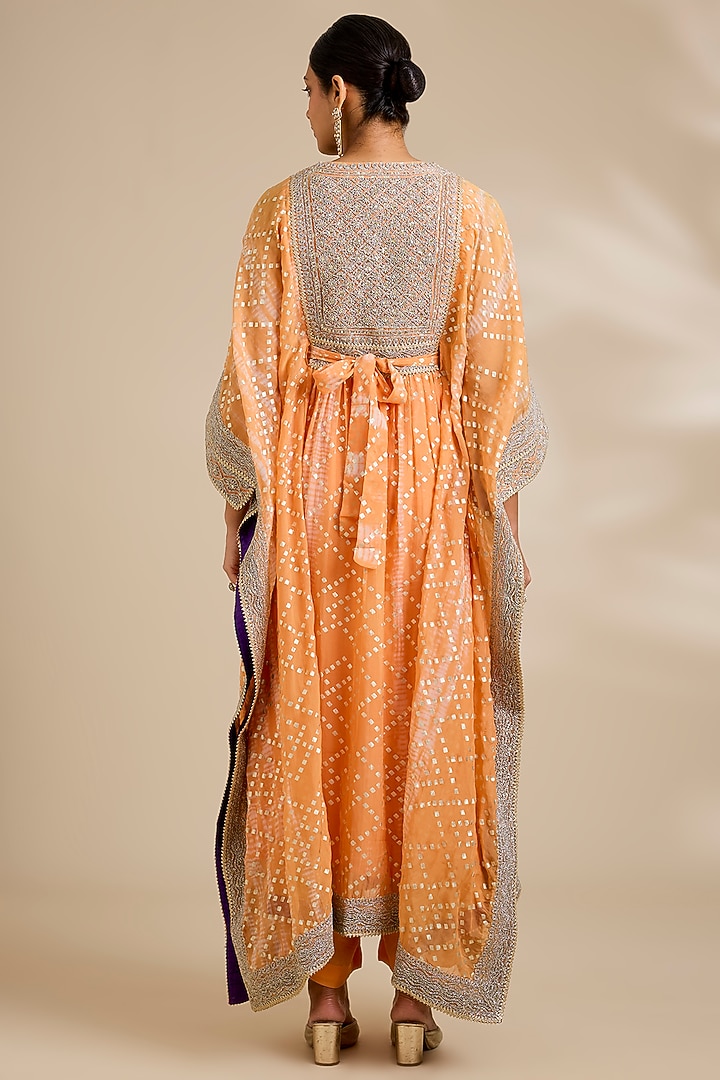 Neon Orange Viscose Organza Kaftan Set by Kisneel by Pam at Pernia's Pop Up Shop