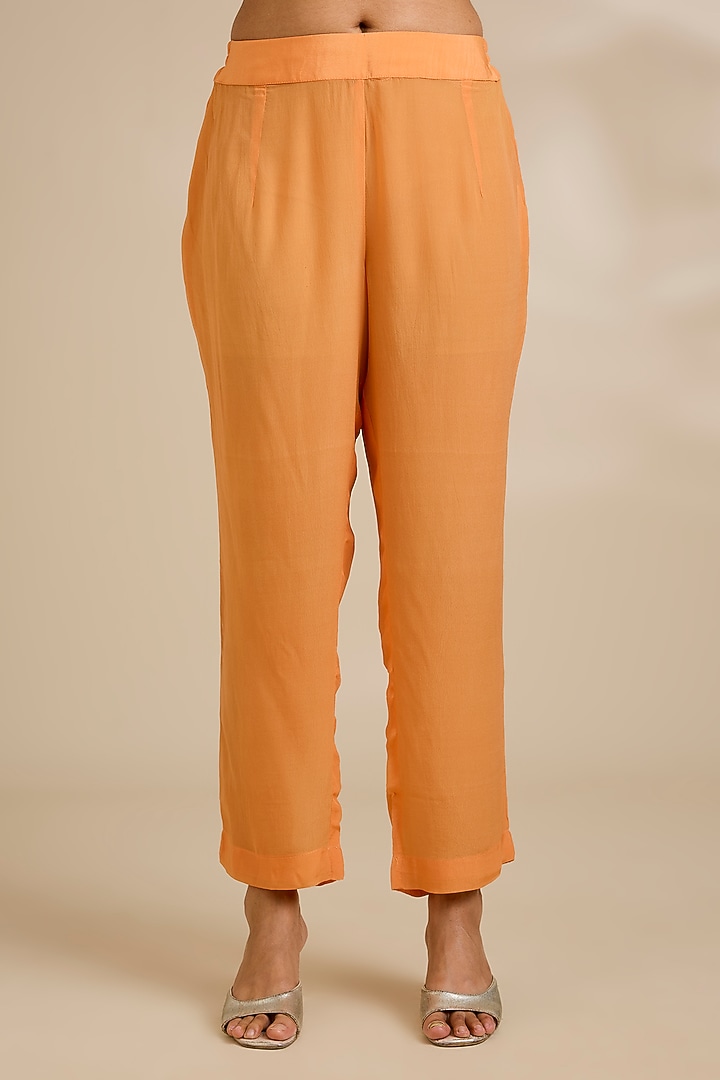 Neon Orange Viscose Organza Kaftan Set by Kisneel by Pam at Pernia's Pop Up Shop