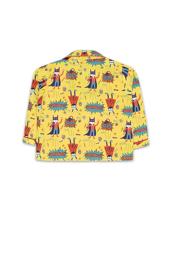 Yellow Printed Night Suit by Knitting doodles at Pernia's Pop Up Shop