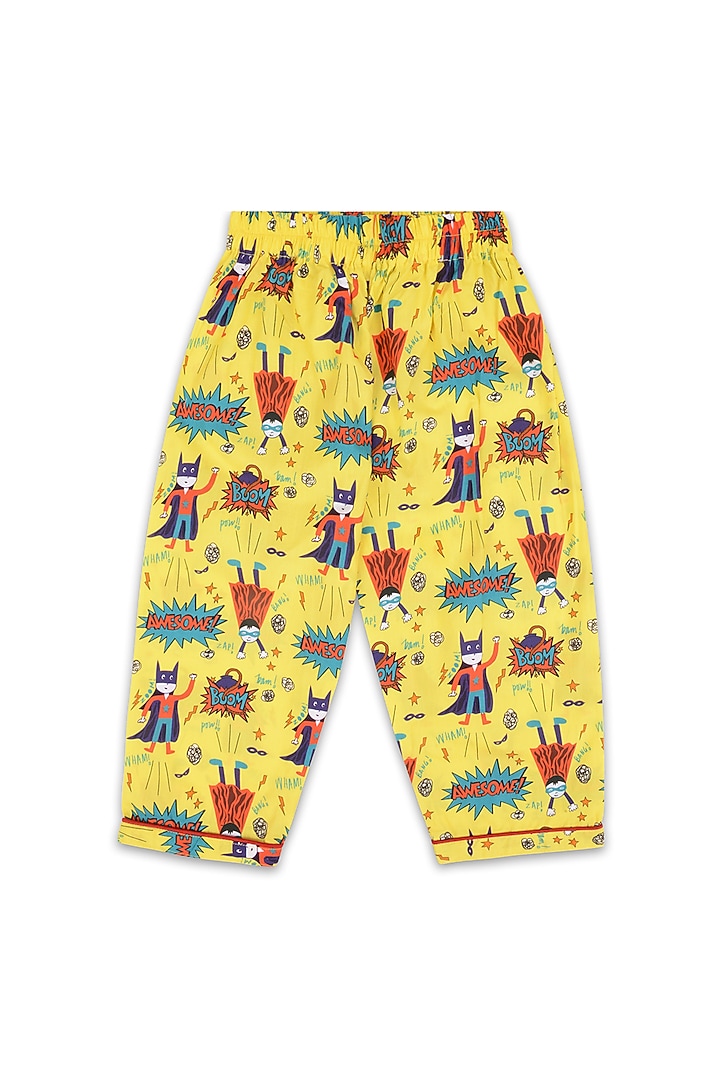 Yellow Printed Night Suit by Knitting doodles at Pernia's Pop Up Shop
