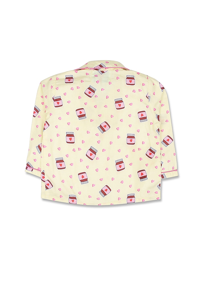 Light Yellow Printed Night Suit by Knitting doodles at Pernia's Pop Up Shop