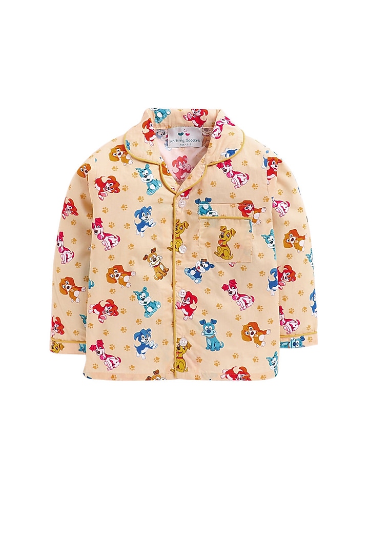 Peach Printed Night Suit by Knitting doodles at Pernia's Pop Up Shop