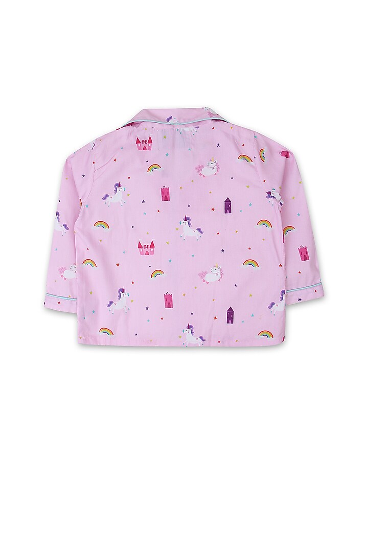 Pink Printed Night Suit For Girls by Knitting doodles at Pernia's Pop Up Shop