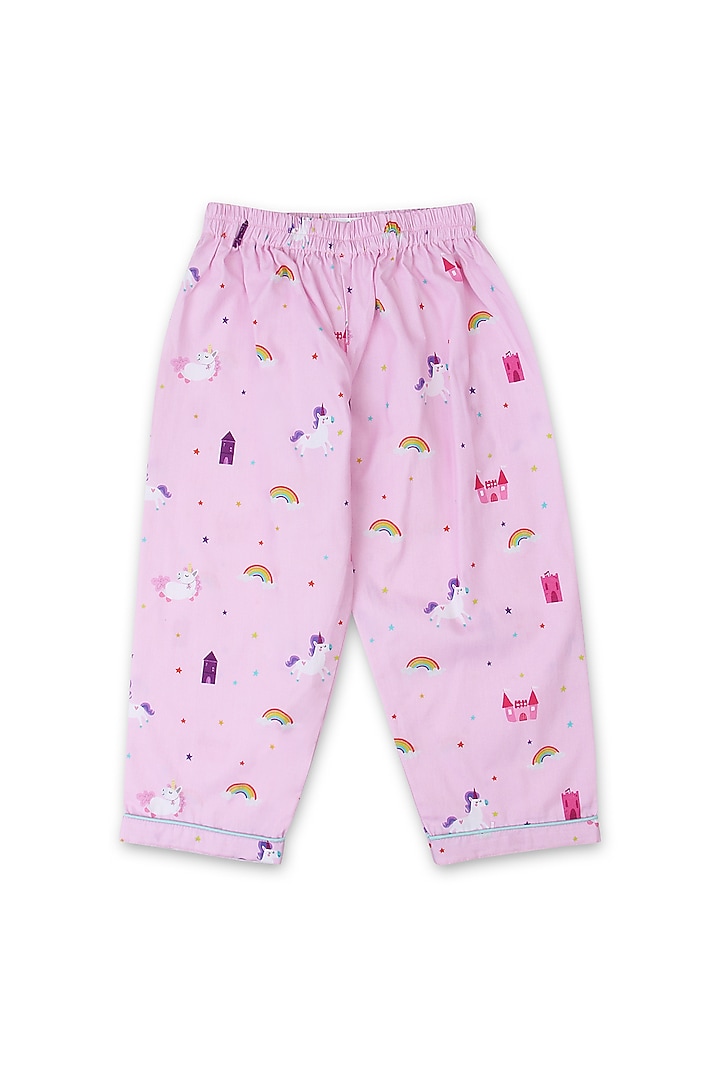 Pink Printed Night Suit For Girls by Knitting doodles at Pernia's Pop Up Shop