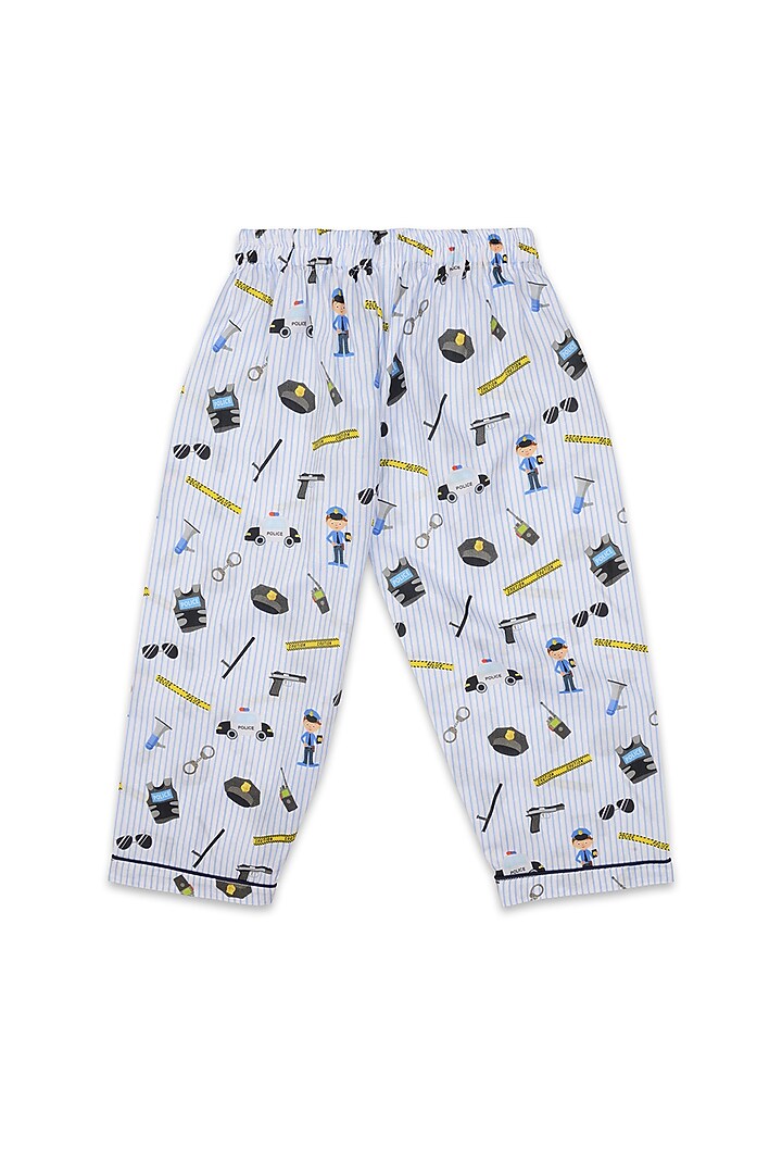 White Printed Night Suit by Knitting doodles at Pernia's Pop Up Shop