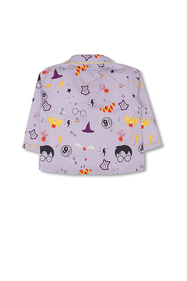 Mauve Night Suit With Print by Knitting doodles at Pernia's Pop Up Shop