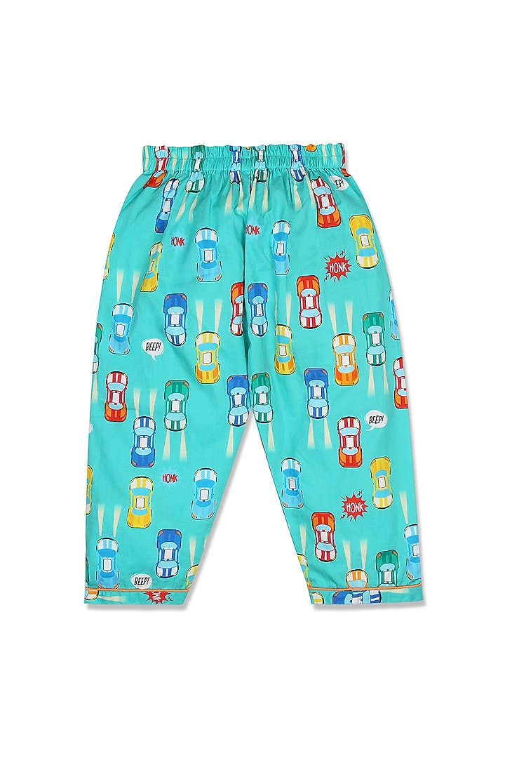 Turquoise Printed Night Suit  by Knitting doodles at Pernia's Pop Up Shop