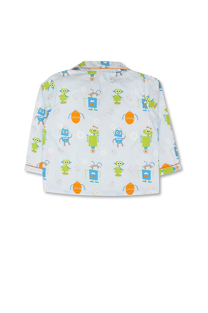 Light Blue Printed Night Suit by Knitting doodles at Pernia's Pop Up Shop