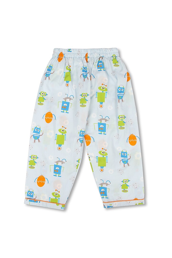 Light Blue Printed Night Suit by Knitting doodles at Pernia's Pop Up Shop