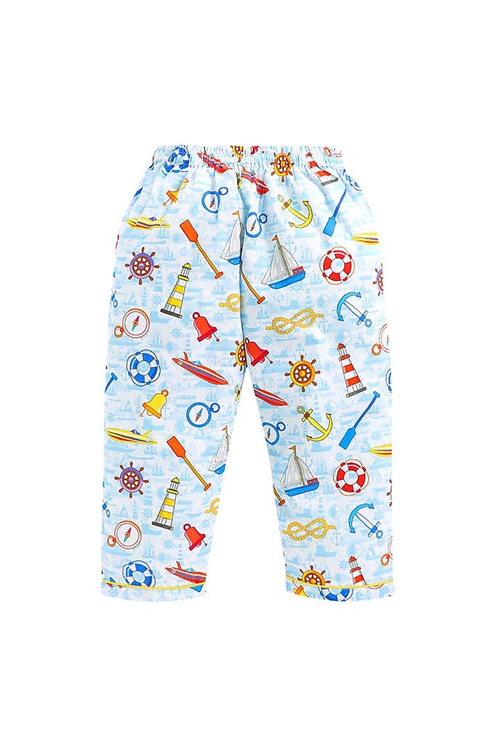 Powder Blue Cotton Poplin Night Suit by Knitting doodles at Pernia's Pop Up Shop