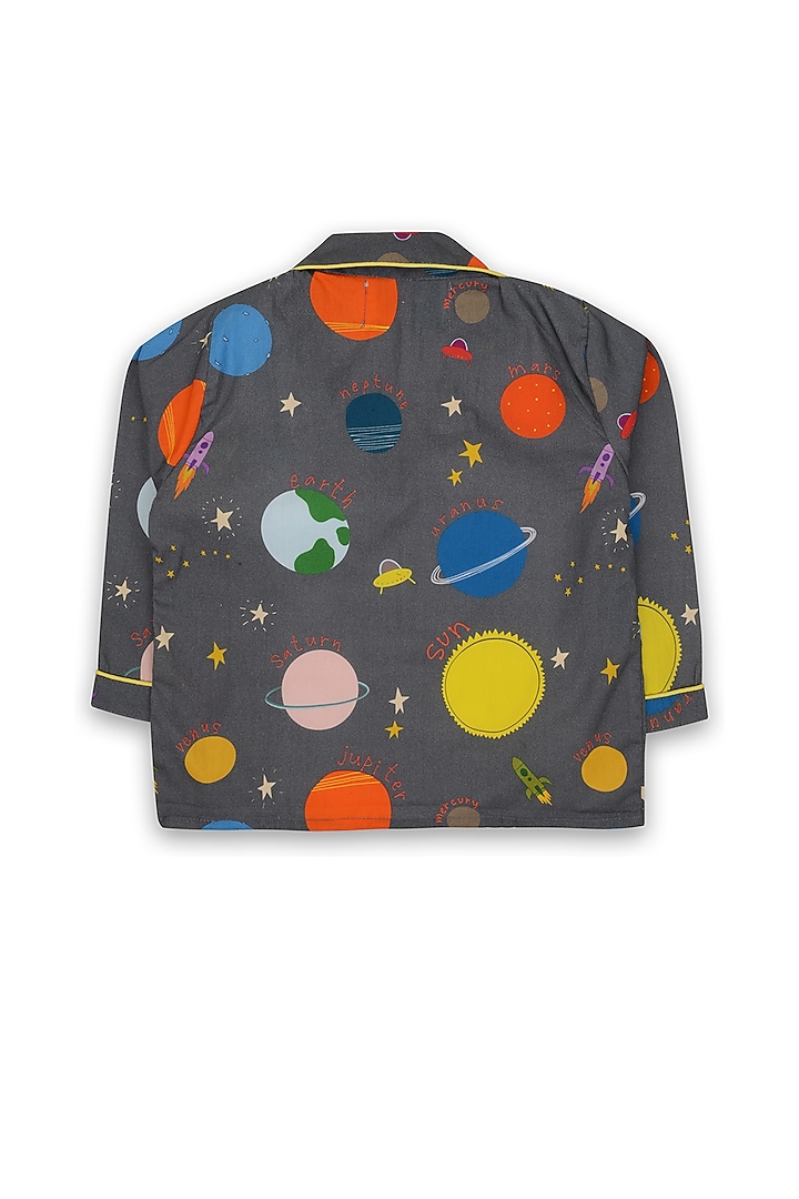 Dark Grey Printed Night Suit by Knitting doodles at Pernia's Pop Up Shop