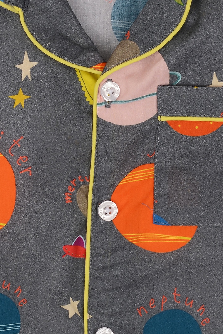 Dark Grey Printed Night Suit by Knitting doodles at Pernia's Pop Up Shop