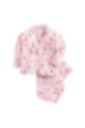 Pink Printed Night Suit For Girls by Knitting doodles