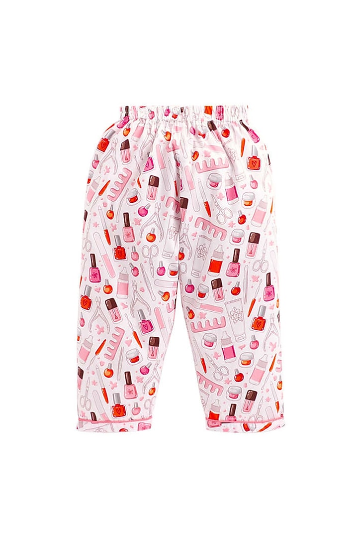Pink Printed Night Suit For Girls by Knitting doodles at Pernia's Pop Up Shop