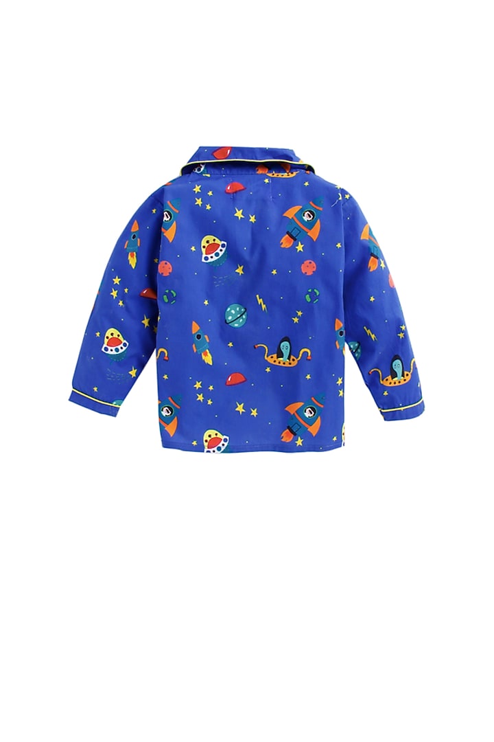 Dark Blue Printed Night Suit by Knitting doodles at Pernia's Pop Up Shop