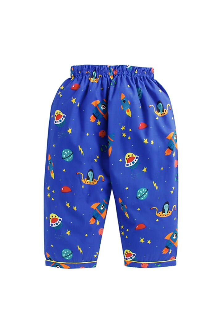 Dark Blue Printed Night Suit by Knitting doodles at Pernia's Pop Up Shop
