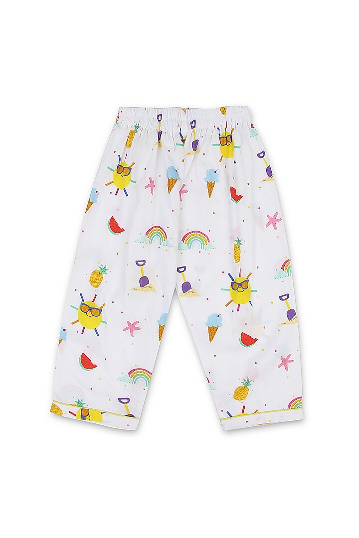 White Printed Night Suit by Knitting doodles at Pernia's Pop Up Shop