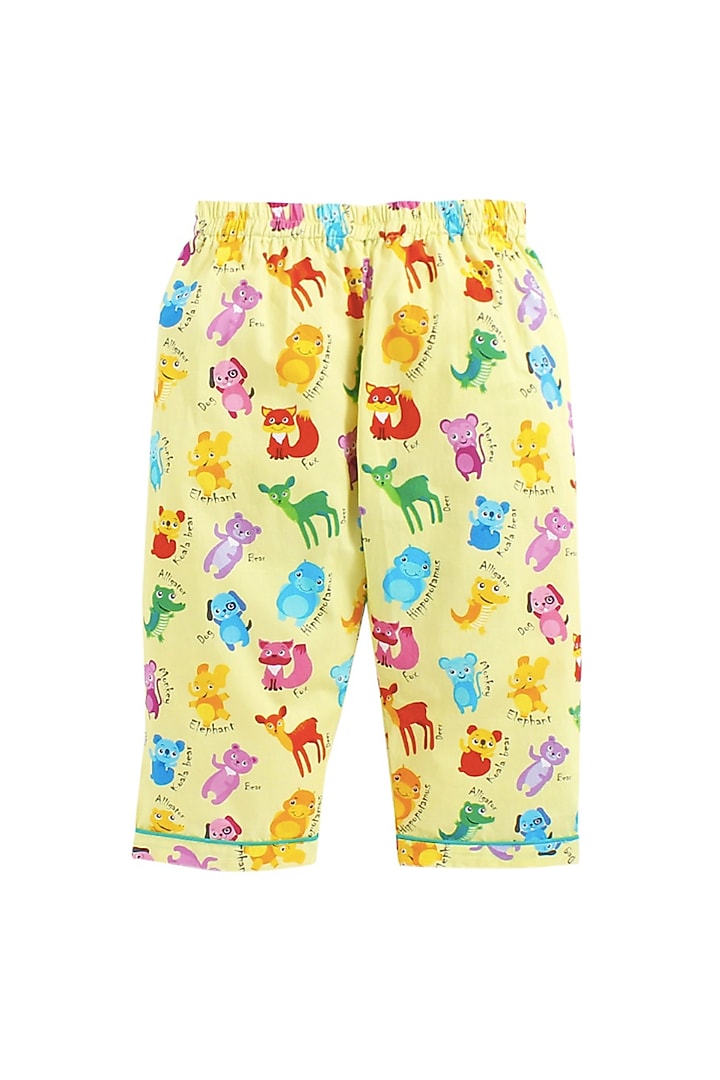 Yellow Printed Night Suit In Cotton Poplin by Knitting doodles at Pernia's Pop Up Shop