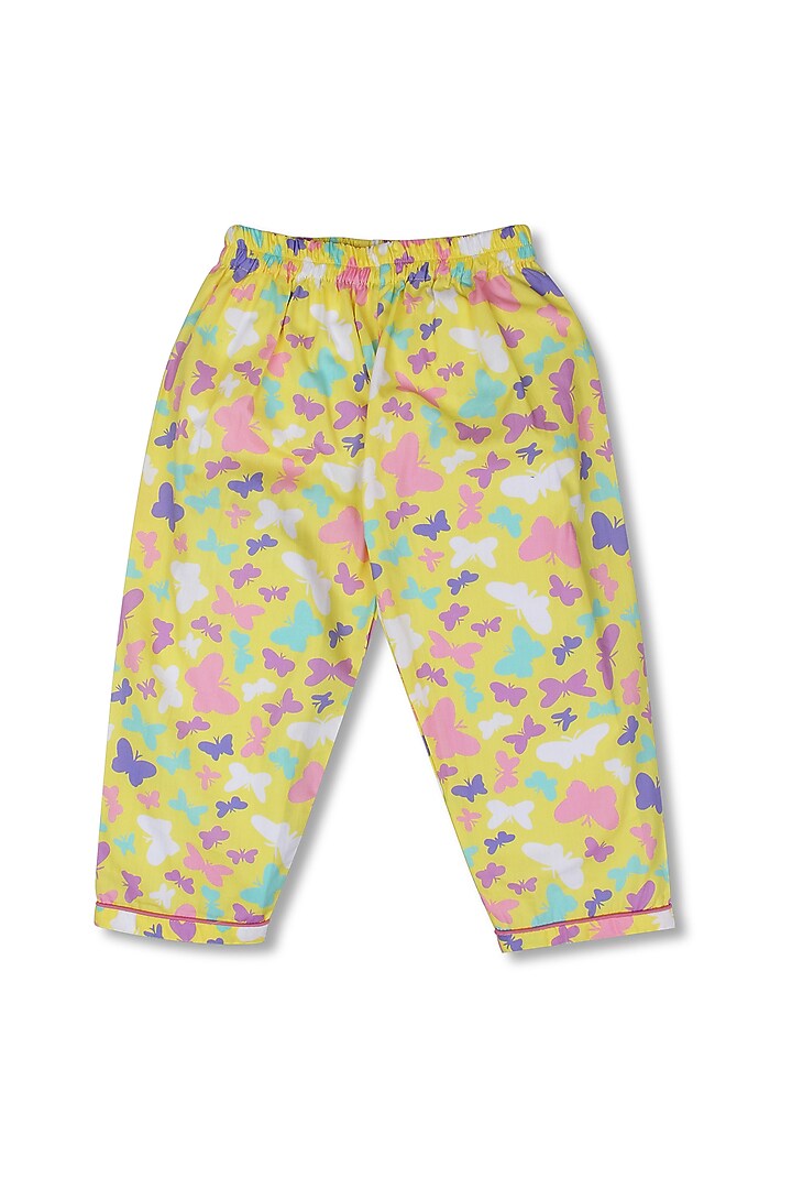 Yellow Cotton Poplin Printed Night Suit by Knitting doodles at Pernia's Pop Up Shop