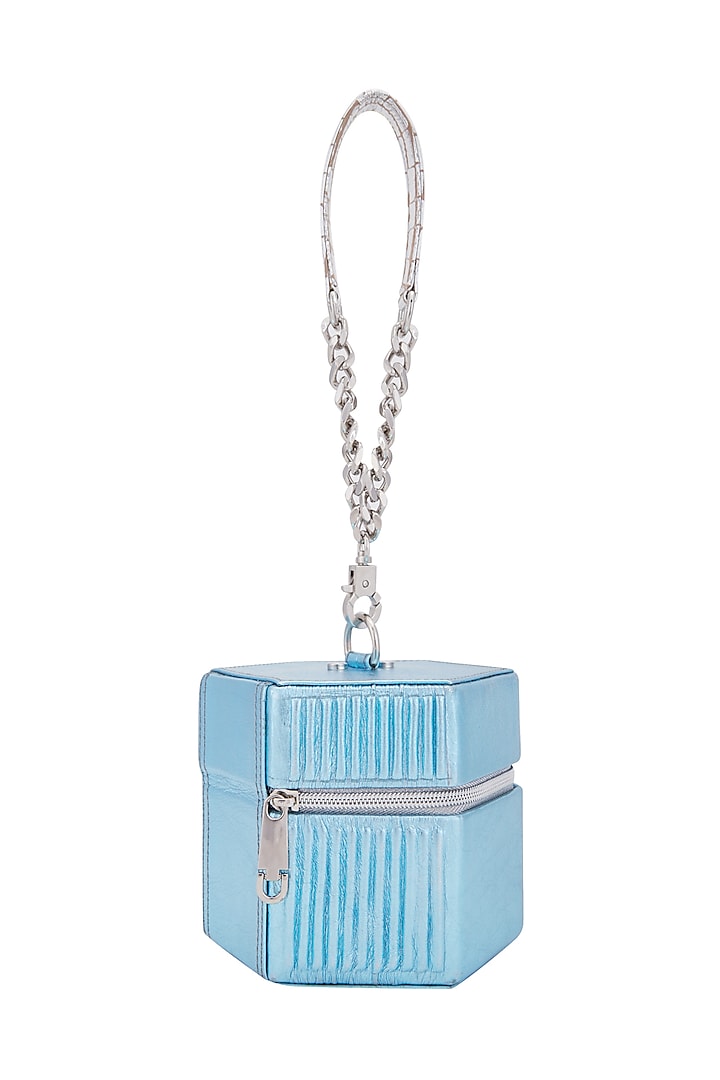 Ice Blue Handbag With Detachable Handle by KNGN