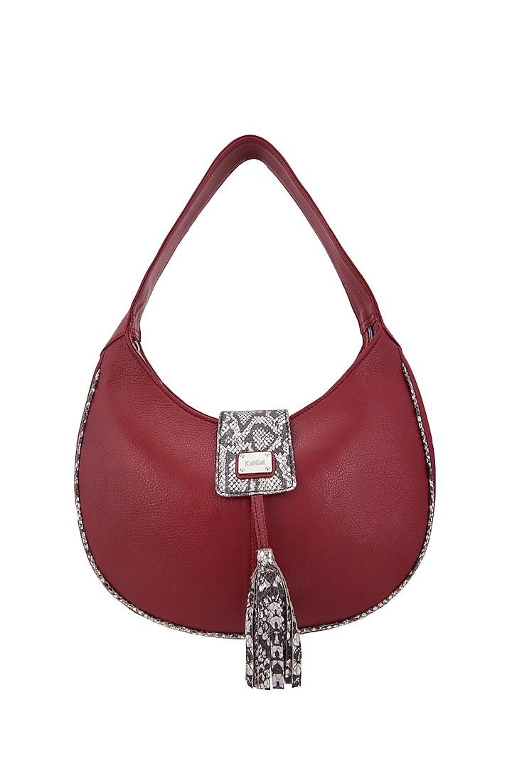 Red Shoulder Handbag With One Main Zip by KNGN