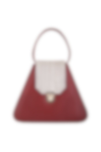 Red & Gold Handbag With Push Lock Opening by KNGN