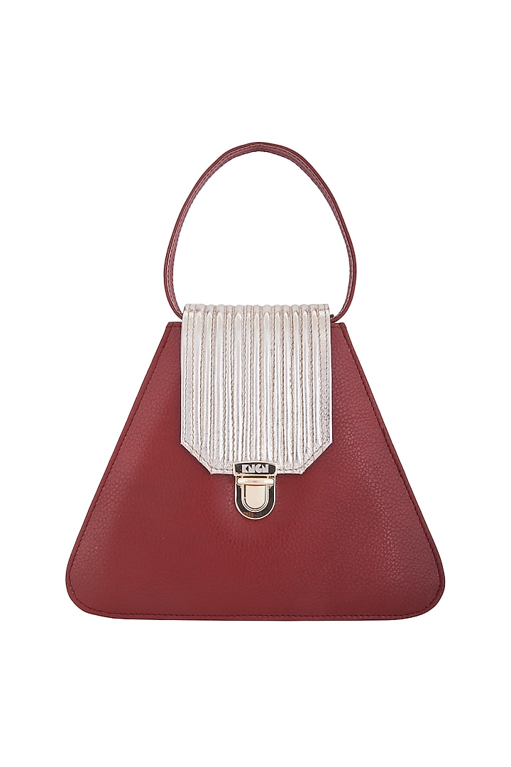 Red & Gold Handbag With Push Lock Opening by KNGN