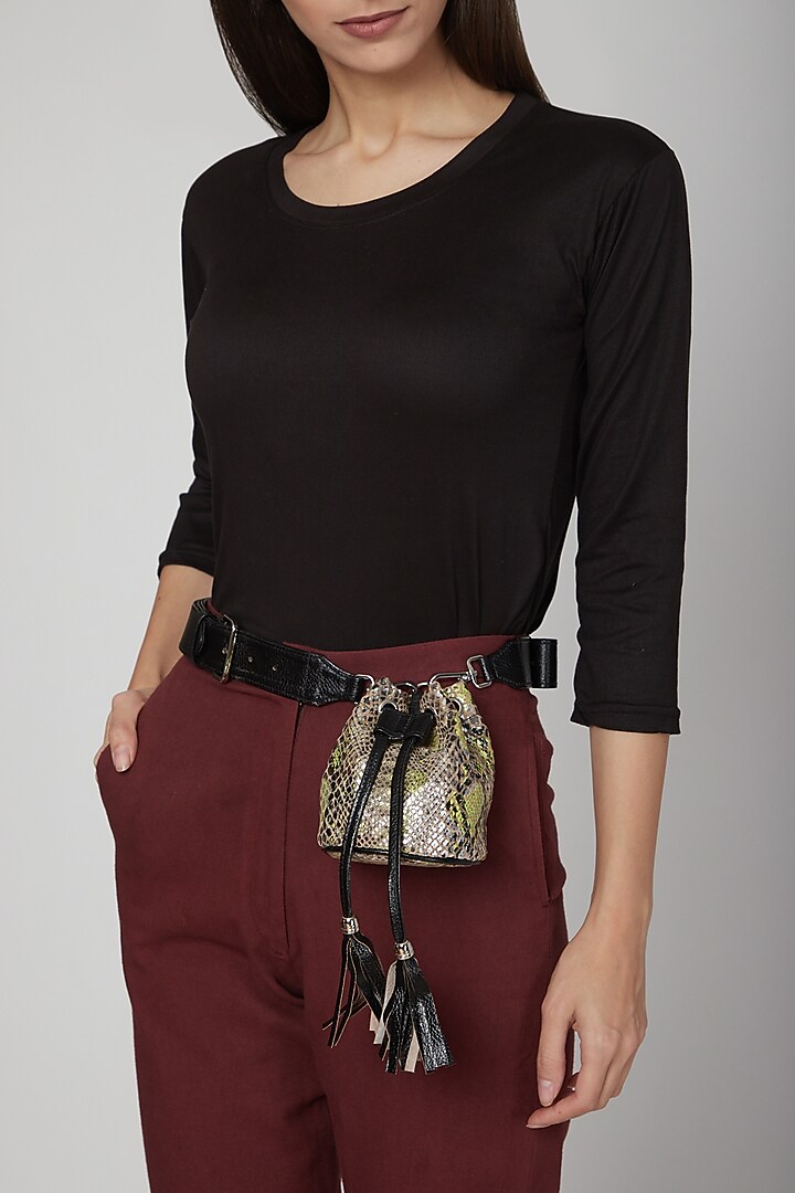 Silver & Black Belt Bag by KNGN at Pernia's Pop Up Shop