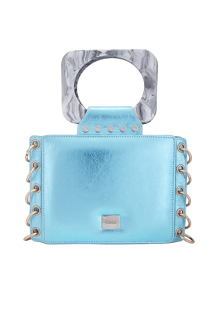 Ice Blue Clutch With Shoulder Strap by KNGN