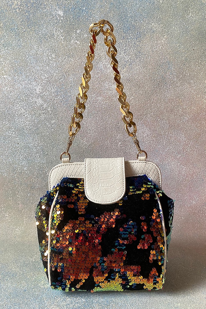 Multi-Colored Velvet Hand Bag by KNGN