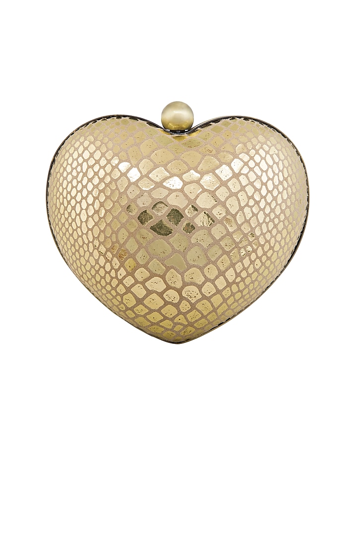 Golden Handcrafted Heart Clutch by KNGN