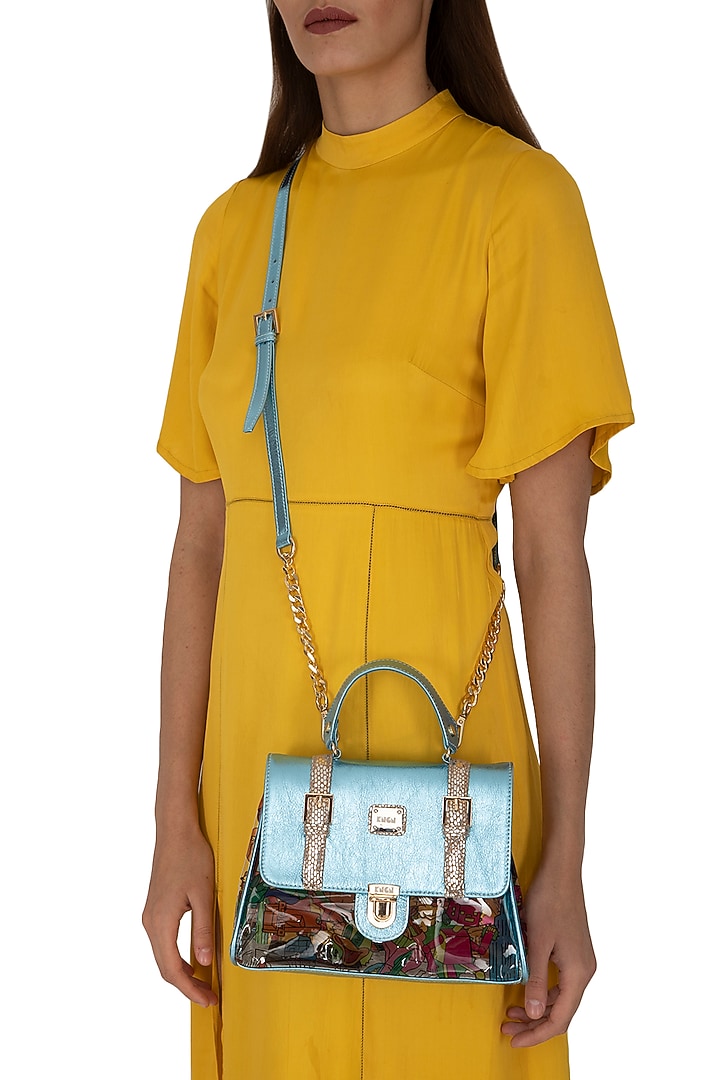 Blue Handcrafted Crossbody Bag by KNGN at Pernia's Pop Up Shop
