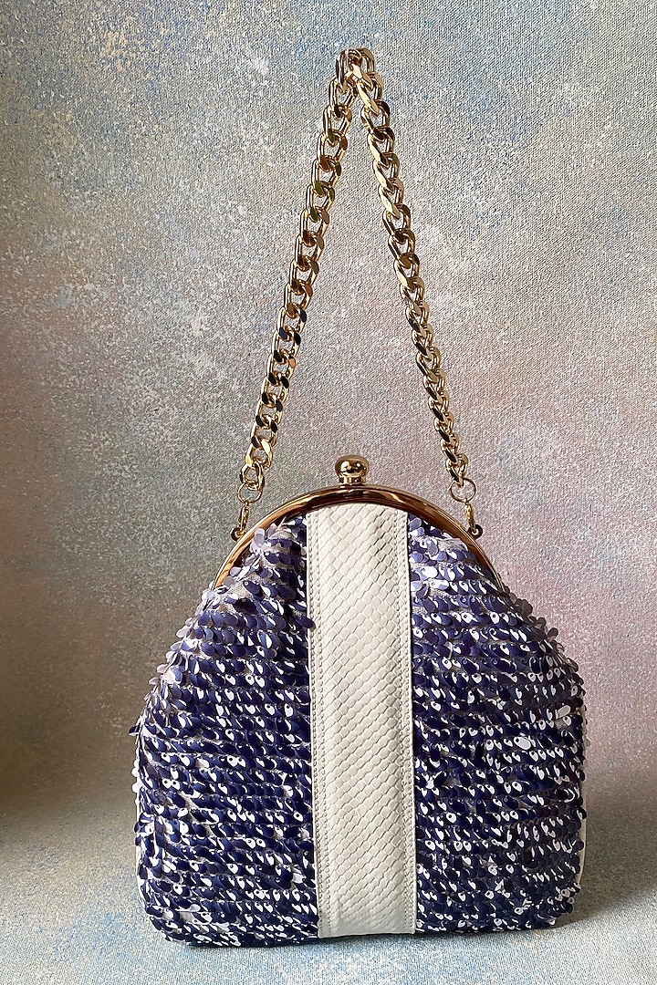 Purple Handcrafted Sequins Clutch by KNGN at Pernia's Pop Up Shop