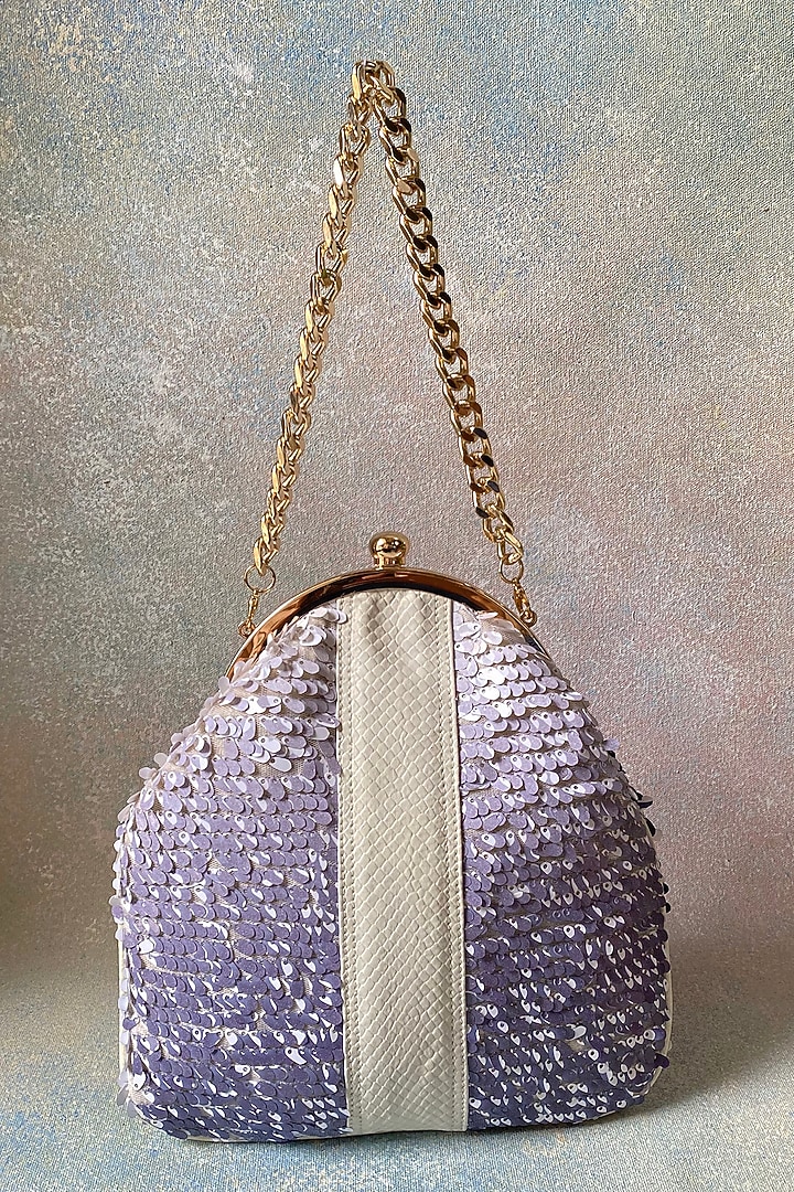Purple Handcrafted Sequins Clutch by KNGN at Pernia's Pop Up Shop