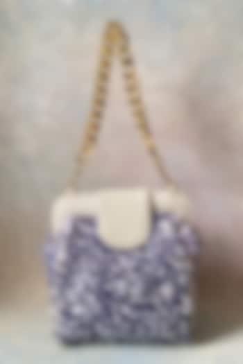 Purple Embroidered Handbag by KNGN