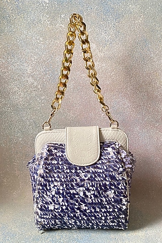 Purple Embroidered Handbag by KNGN
