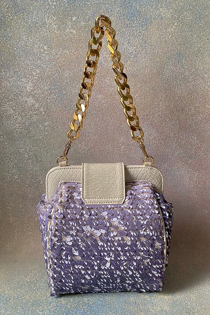 Purple Embroidered Handbag by KNGN at Pernia's Pop Up Shop